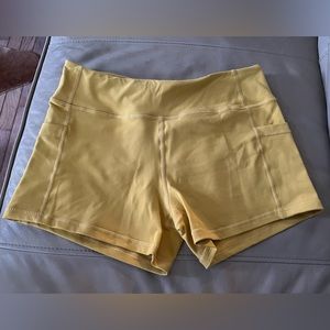 Born Primitive Rise & Grind Booty Short Yellow Pockets Workout CrossFit